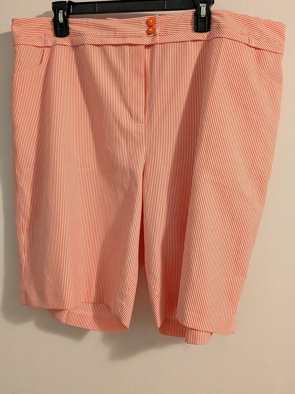 EP Pro Coral and White Pinstripe Bermuda Shorts